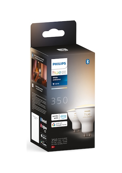 Philips HueWA 4.3W GU10 Akıllı Spot Ampul 2'li Ekopaket - Beyaz Ambiyans