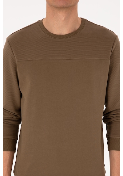 U.S. Polo Assn. Erkek Bisiklet Yaka Regular Fit Haki İnce Sweatshirt 50315455-VR027