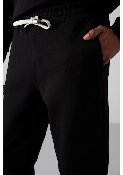Tommy Life Siyah - Siyah Pamuklu Kalın Yumuşak Dokulu Comfort Fit Nakışlı Erkek Eşofman Takım - 85254 Siyah