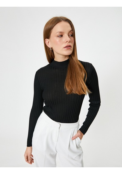 Koton Dik Yaka Triko Kazak Uzun Kollu Slim Fit Siyah 5wak90017ht Siyah