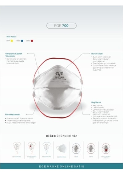 Ege 700 Ffp3 Nr N99 Ventilsiz Maske10'Lu