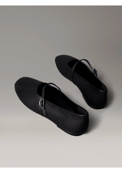 Calvin Klein Oblique Mary Jane Deri Metal Detaylı Kadın Siyah Babet Hw0hw02847-beh Siyah