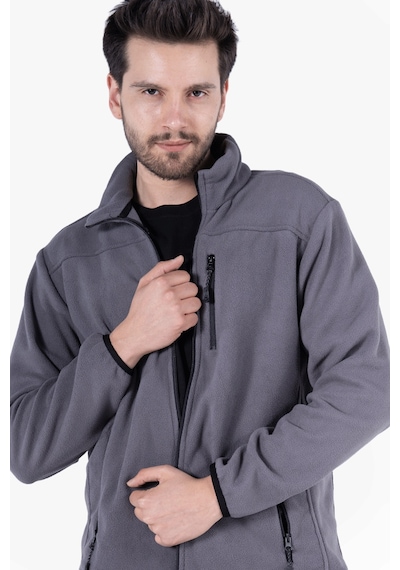 Owl Polar Ceket Tam Fermuarlı 3 Cepli Gri