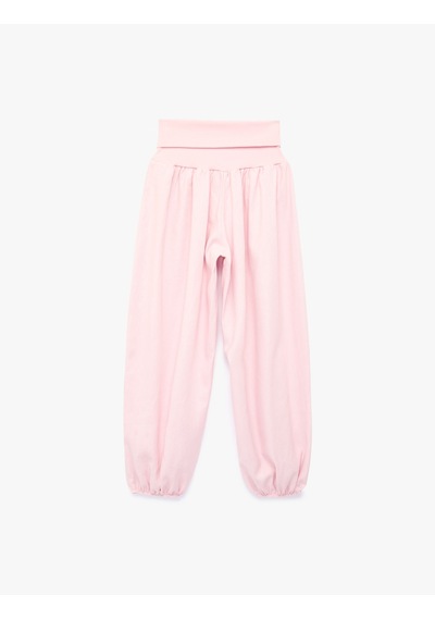 Koton Rahat Kalıp Yüksek Bel Keten Şalvar Pantolon Pembe 6sal40151ıw Gül