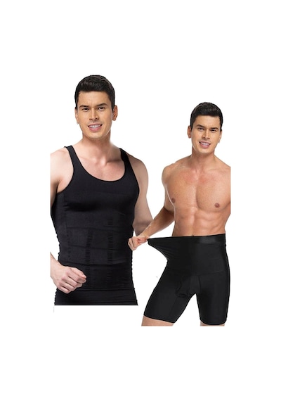 Form Angel 2'li Set Erkek Korse Atlet Ve Boxer Korse  Erkek Korse Seti Siyah