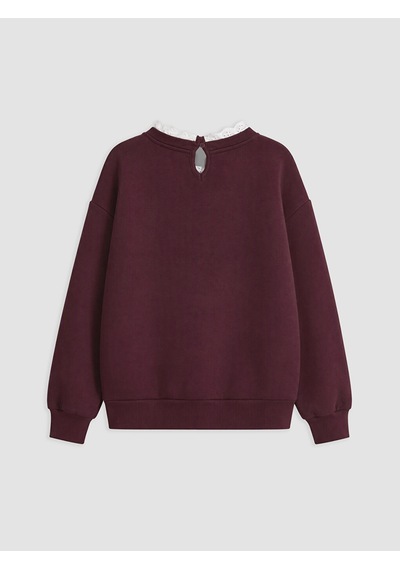 LC Waikiki Lcw Kids Mürdüm Kalın Paris Baskılı Kız Çocuk Sweatshirt Bordo