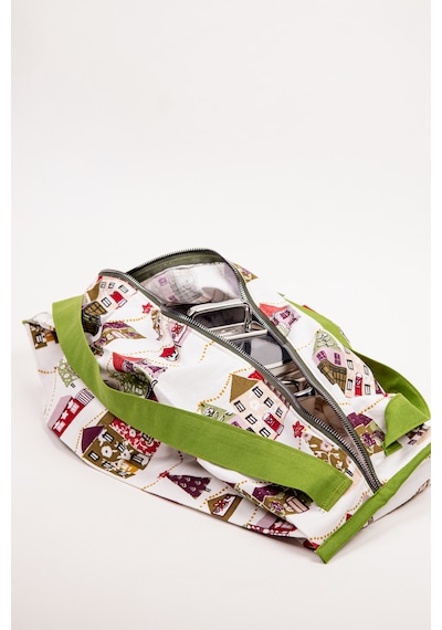 Fabric Craft Bag Yemek Taşıma Çantası Duck Kumaş Katlanabilir Büyük Boy Mutfak Taşıma Çantası Beyaz - Çok Renkli