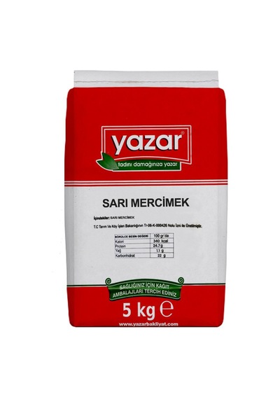Yazar Sarı Mercimek 5 KG
