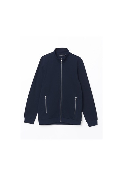Lcwaıkıkı Classic Lacivert Dik Yaka Uzun Kollu Erkek Fermuarlı Sweatshirt