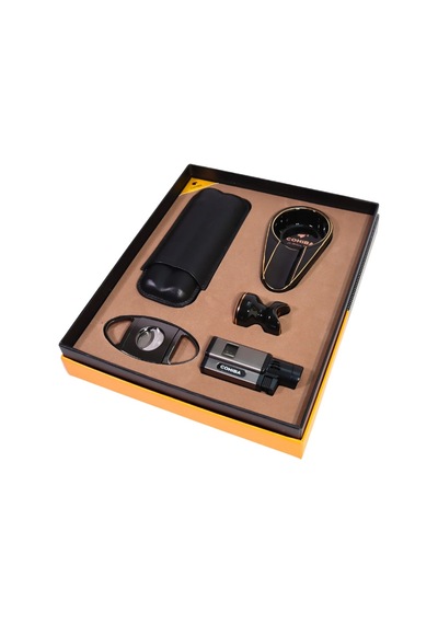 Cohiba 3 Torch Pürmüz Çakmak Kılıf Küllük Kesici Sehpa Siyah Beşli Puro Seti Tr10031