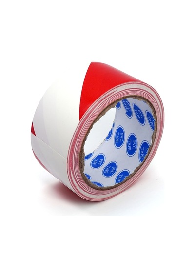 Pvc Yer İşaretleme Bandı 48 MM x 20 M Kırmızı - Beyaz