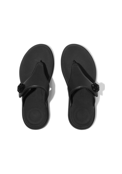 Roncato 090 All Black Sandalet Kadın Diğer Iw4-090 /675 Fitflop F-mode Go Beadie-button Adjustable Toe-post Siyah
