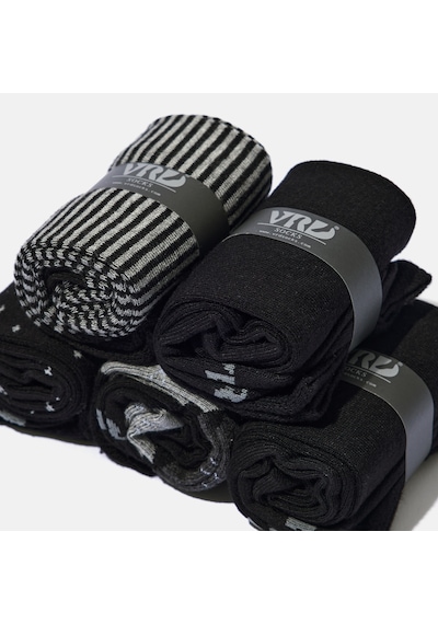 Erkek Bambu Çorap Siyah Desenli Dikişsiz Premium 5 Çift Soket Çorap