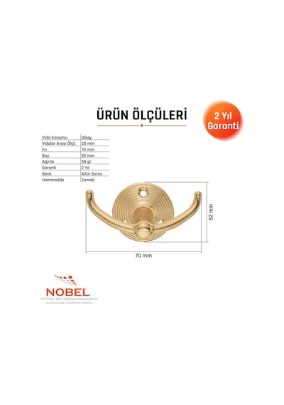 Fonksi Yonel Askı, Metal Vestiyer Askısı, 59 Gr, Dolap Ve Duvar Askılığı, Altin Vidalı Altın