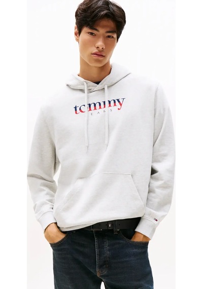Tommy Hilfiger Tjm Reg Dna Hoodıe Gri Erkek Kapüşonlu Regular Fit Sweatshirt