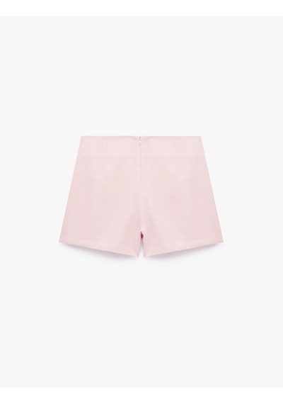 Koton Drape Detaylı Kruvaze Keten Mikro Şort Etek Pembe 6sak70251pw