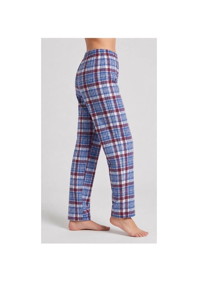 Yasar Underwear Kadın Ekose Pijama Altı Lastikli Bel Kurdele Detaylı Rahat Kesim Mavi,bordo Mavi,bordo