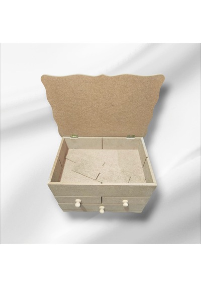 Ahşap-boyanabilir-bölmeli-çekmeceli- Takı-makyaj-organizer Kutu
