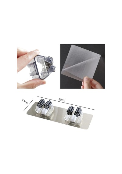Pratik Organizer 4&apos Lü Yapışkanlı Fırça Paspas Mop Fırça Sabitleyici Ergonomik Alet Aparatı 546 Çok Renkli