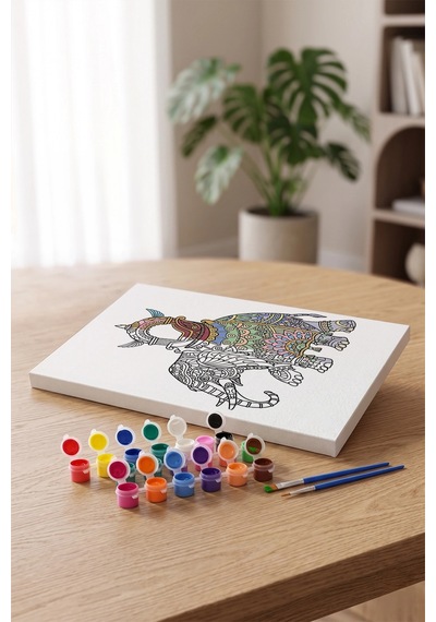 Fil Desenli Mandala Ahşap Boyama Seti 40x50 Cm