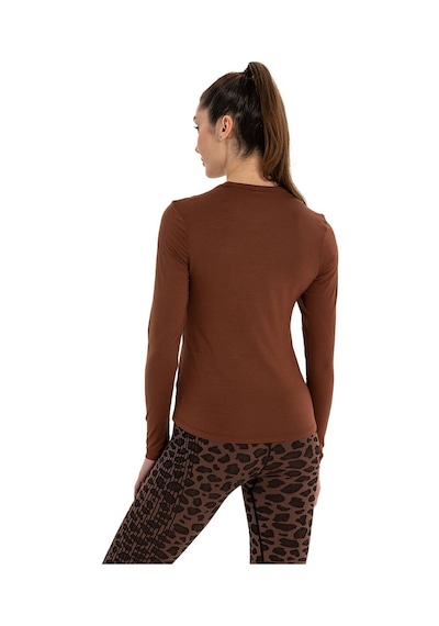 Inguz Uzun Kollu Basic Modal Yoga T-shirt Kahverengi