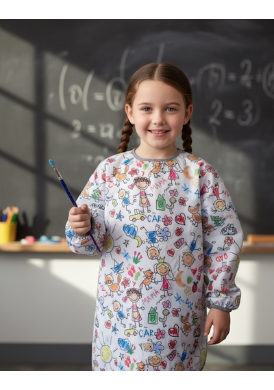 7-10 Yaş, Family , Sıvı Geçirmez, Uzun Kollu Çoçuk Boyama Önlüğü