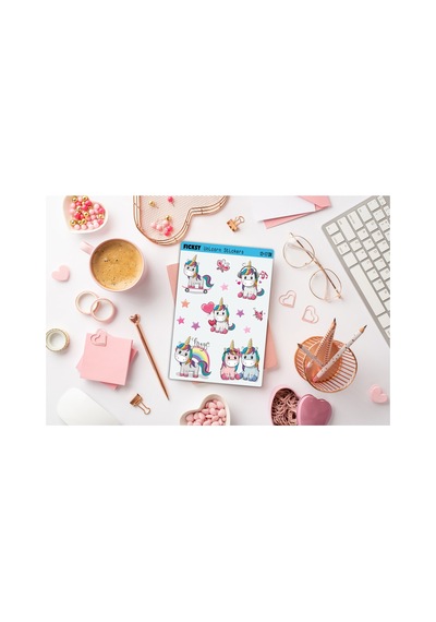 Unicorn Tek Boynuzlu At Sticker Seti - 13 Adet Etiket Çıkartma Diğer