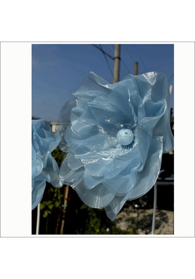 Organze Dev Çiçek Bebek Mavisi 55cm Çap 160cm Boy