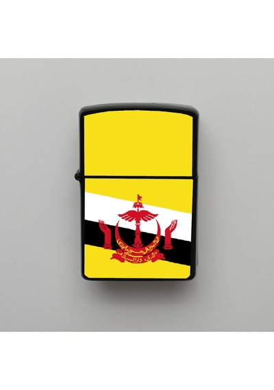 Brunei Klasik Ülke Bayraklı - Benzinli Siyah Çakmak - Hediyelik Siyah