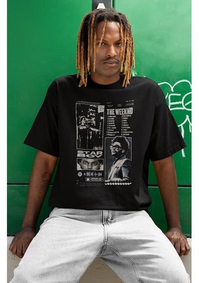 Tasarım The Weeknd Starboy Rapper Baskılı Unisex Oversize Şarkıcı Siyah