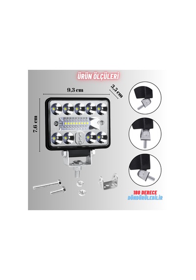Off Road 3 İnç Led Çalışma Lambası 12-24v Traktör Tır Kamyon Atv Yüksek Performanslı Sis Farı Metal Kasa