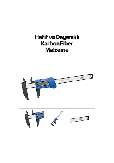 Ysb 150 Mm Karbon Fiber Dijital Kumpas - Mavi Kadran Profesyonel Seri - Pil + Yedek Pil Dahil