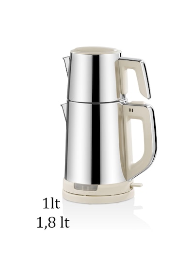 Özkent K-410-1 Gurme Çay Keyfi Paslanmaz Çelik Süzgeçli 1800w Krem 1,8+1 L Inox