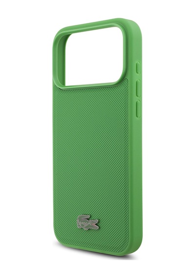 Apple Uyumlu iPhone 18 Pro Max Kılıf Lacoste Lisanslı M-safe Uyumlu Pu Pike Desenli Metal Logolu Kapak Yeşil