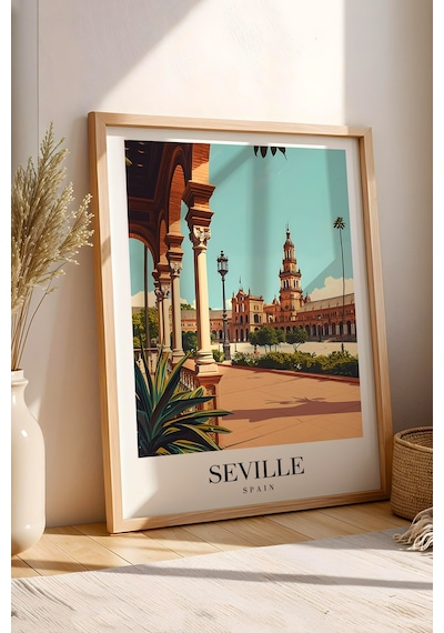 Seville Spain Vintage Seyahat Posteri Çerçeveli Tablo - Premium Endülüs Estetiği Elit Duvar Dekoru Kayın Seville Spain Vintage Seyahat Posteri Çerçeveli Tablo - Premium Endülüs Estetiği Elit Duvar Dekoru Kayın