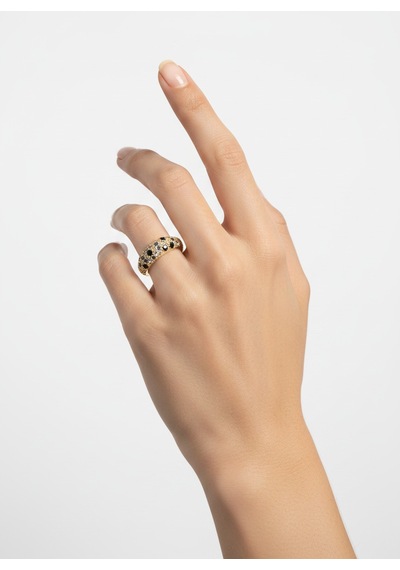 Valmont Accessories Kadın Gold Renk Lacivert Ve Beyaz Taşlı Bombeli Yüzük