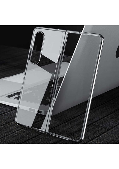 Samsung Uyumlu Galaxy Z Fold 3 Kılıf Zore Kıpta Kapak Gümüş