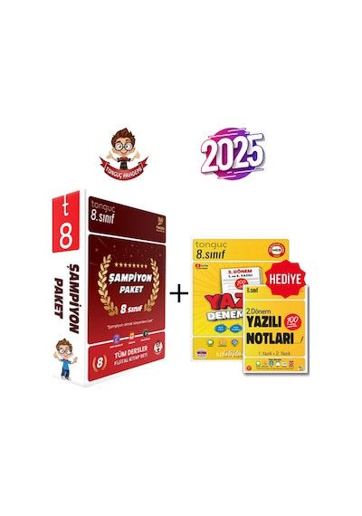 Tonguç Akademi 8. Sınıf Tüm Dersler Şampiyon Paket + 8. Sınıf Yazılı Denemeler - Yazılı Notları