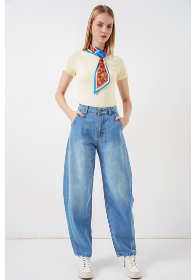 Hiccup Bdart Keten Karışımlı Düz Kesim Denim Jean Açık-orta Mavi Denim