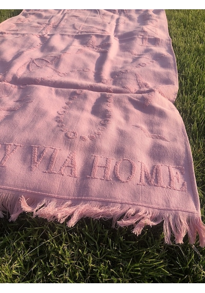 Plaj Havlusu Jakarlı 70x140 Cm Pembe