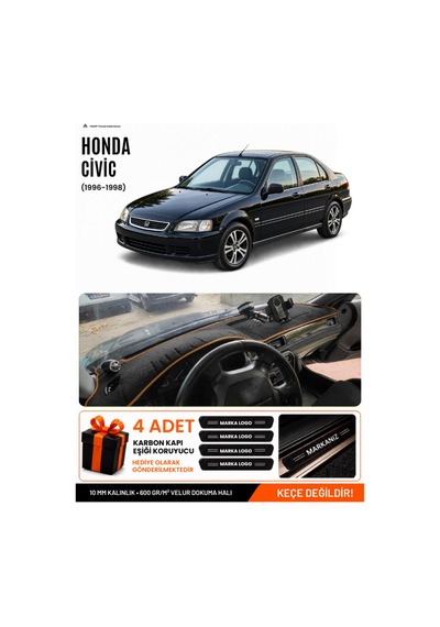 Honda Civic 1996-1998 Uyumlu Torpido Örtüsü, Torpido Kılıfı - Siyah-kahverengi - Ho006