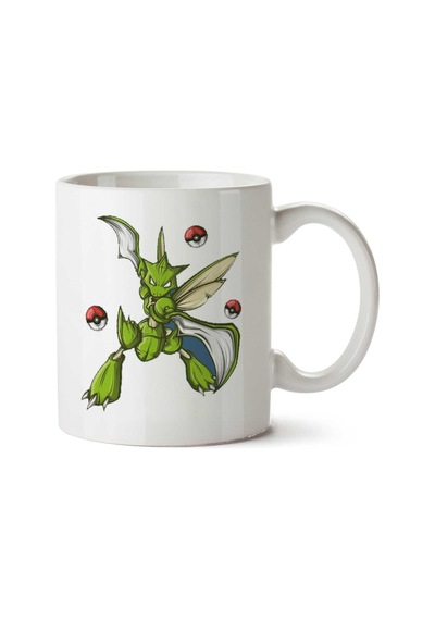 Pokemon Scyther Gotta Catch Em All Bug Type İki Tarafı Baskılı Kupa Bardak Çok Renkli