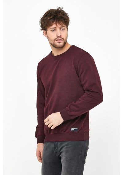 MMetalic Basic Bisiklet Yaka Erkek Sweatshirt Bordo