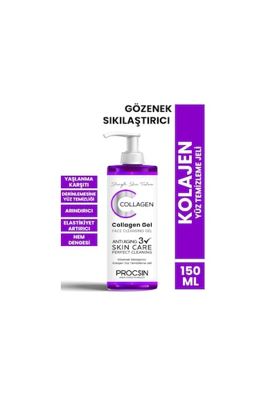 Procsin Kolajen İçerikli Gözenek Sıkılaştırıcı Yüz Temizleme Jeli 150 ML