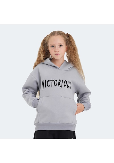 Slazenger LEXUS Çocuk Kapüşonlu Cepli Taş Gri Sweatshirt