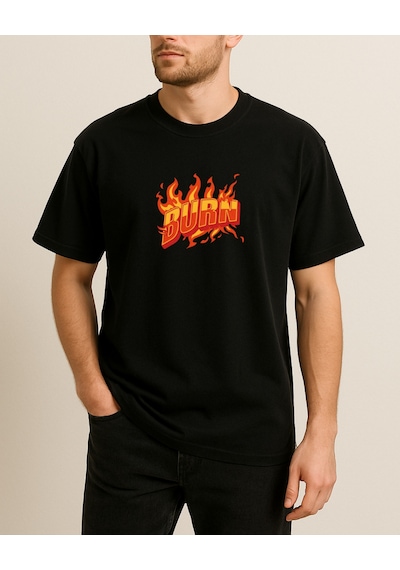 Hugo Boss Burn Baskılı T-shirt Siyah