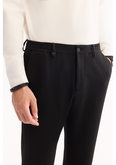 Avva Erkek Siyah Yani Lastikli Bi-stretch Hafif Slim Fit Pantolon A52y3218