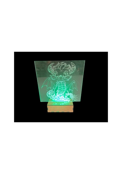 Şeffaf İlizyon Led Gece Lambası Sevimli Dinazor Görseli 16x18 Cm Çok Renkli Çok Renkli