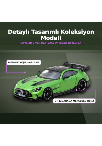 Eco Lounge 1/64 Ölçekli Mercedes-benz Amg Gt Black Series Yeşil Model Araba
