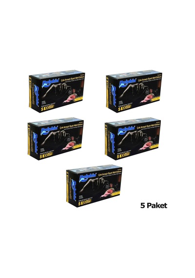 Dolphin Tek Kullanımlık Lateks Siyah Pudrasız Nitril Muayne Eldiveni Small Küçük Boy - 100'lü 5paket